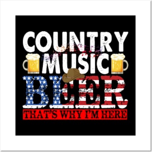 US Flag Country Music & Beer That's Why I'm Here Vintage Posters and Art